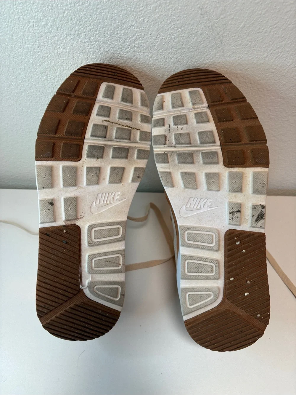 Nike Air Orange and Tan Low-Top Sneakers with White Swoosh